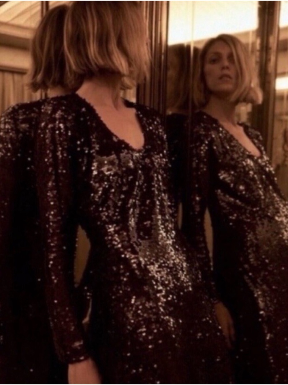 Zara Black Sequin Long Sleeve Dress
